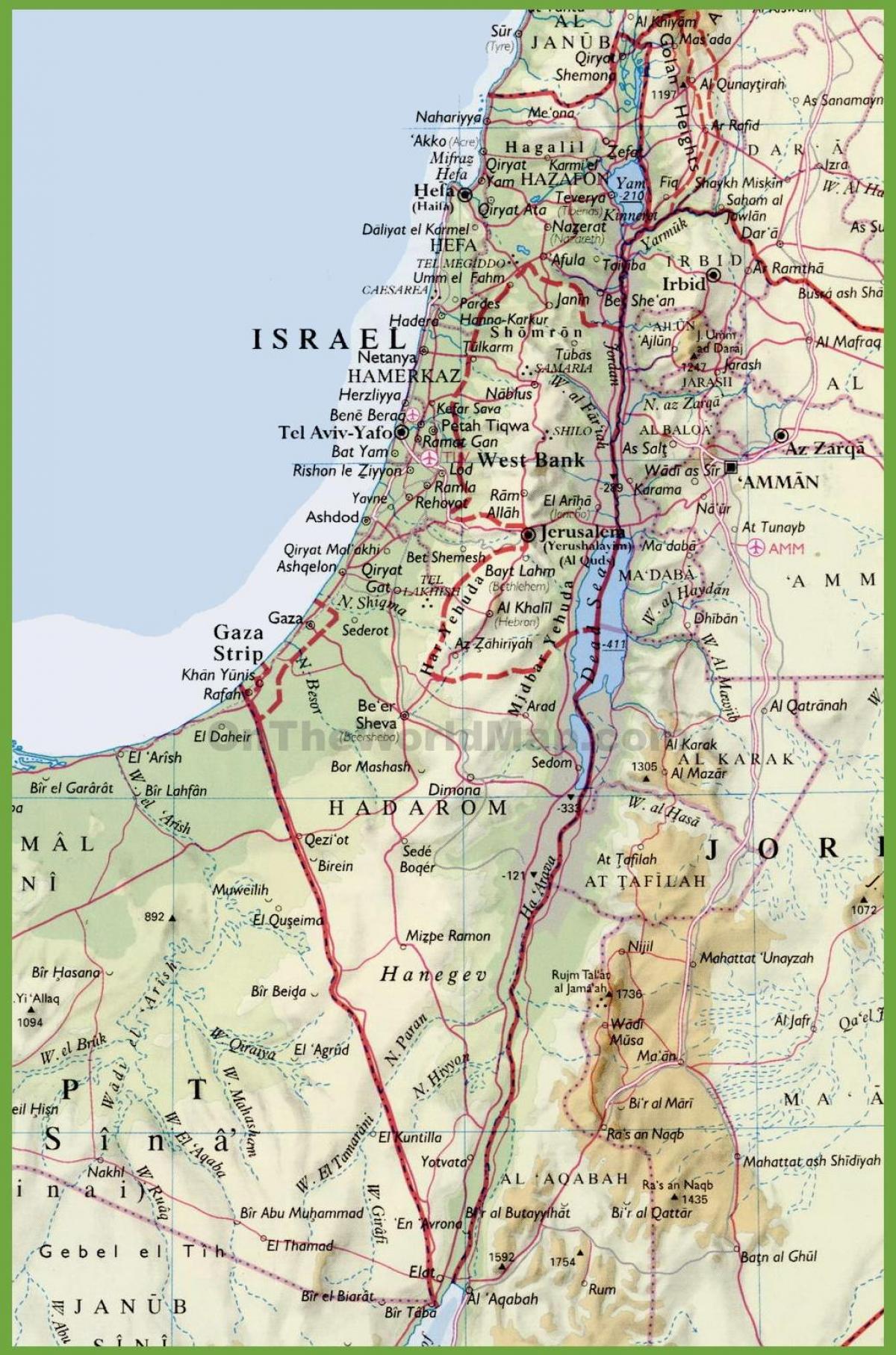israel ciudades mapa