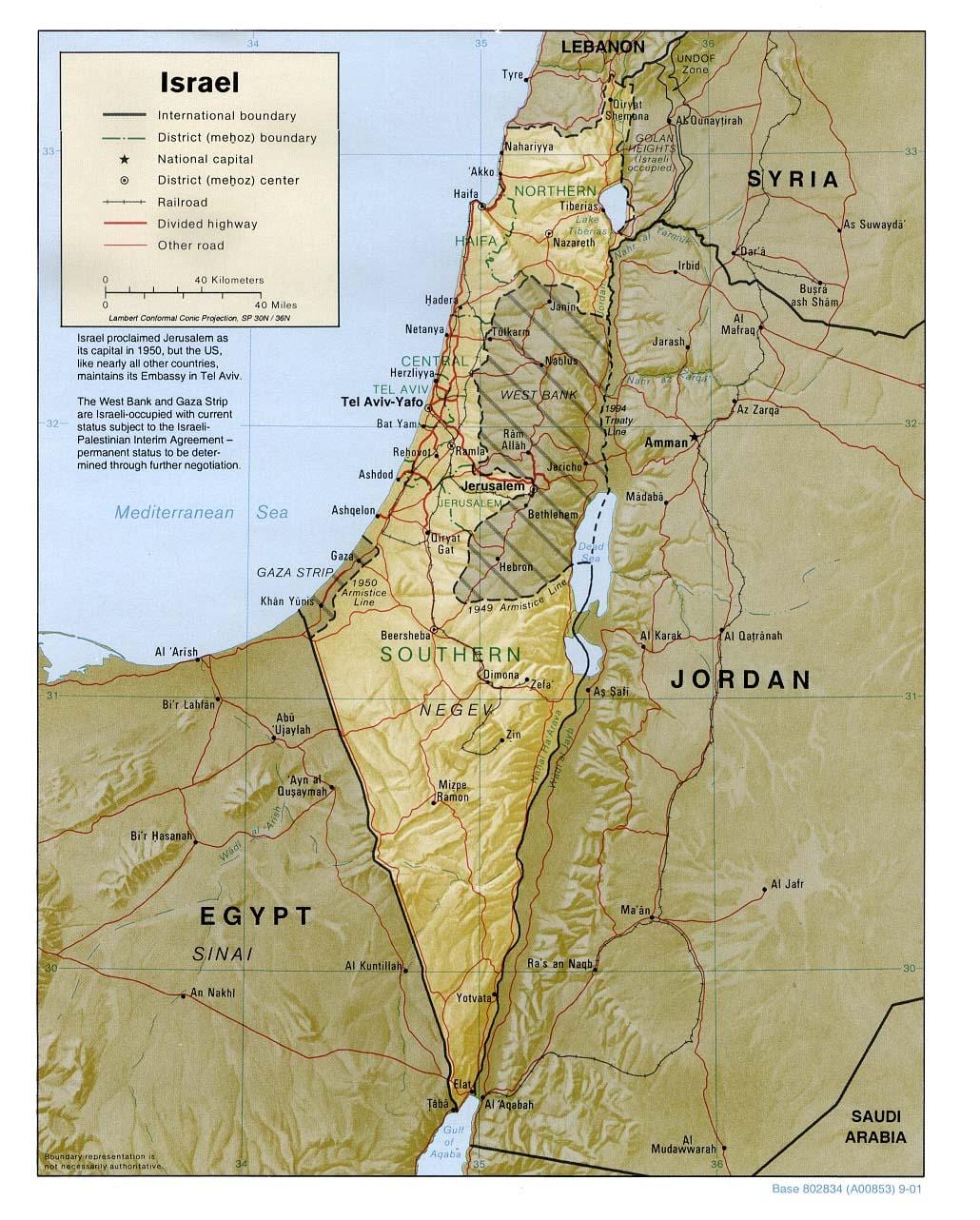 mapa de israel geografía