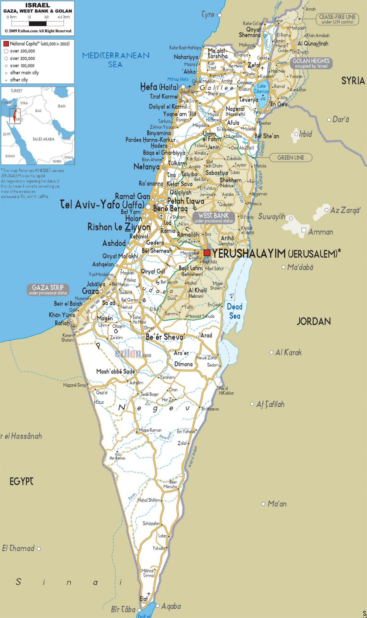 mapa de israel carreteras
