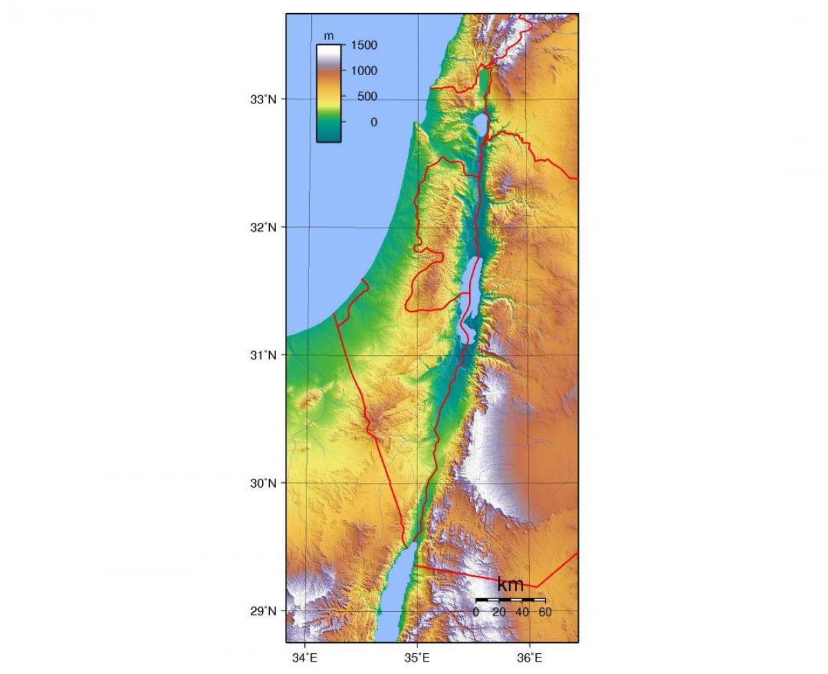 mapa de israel elevación