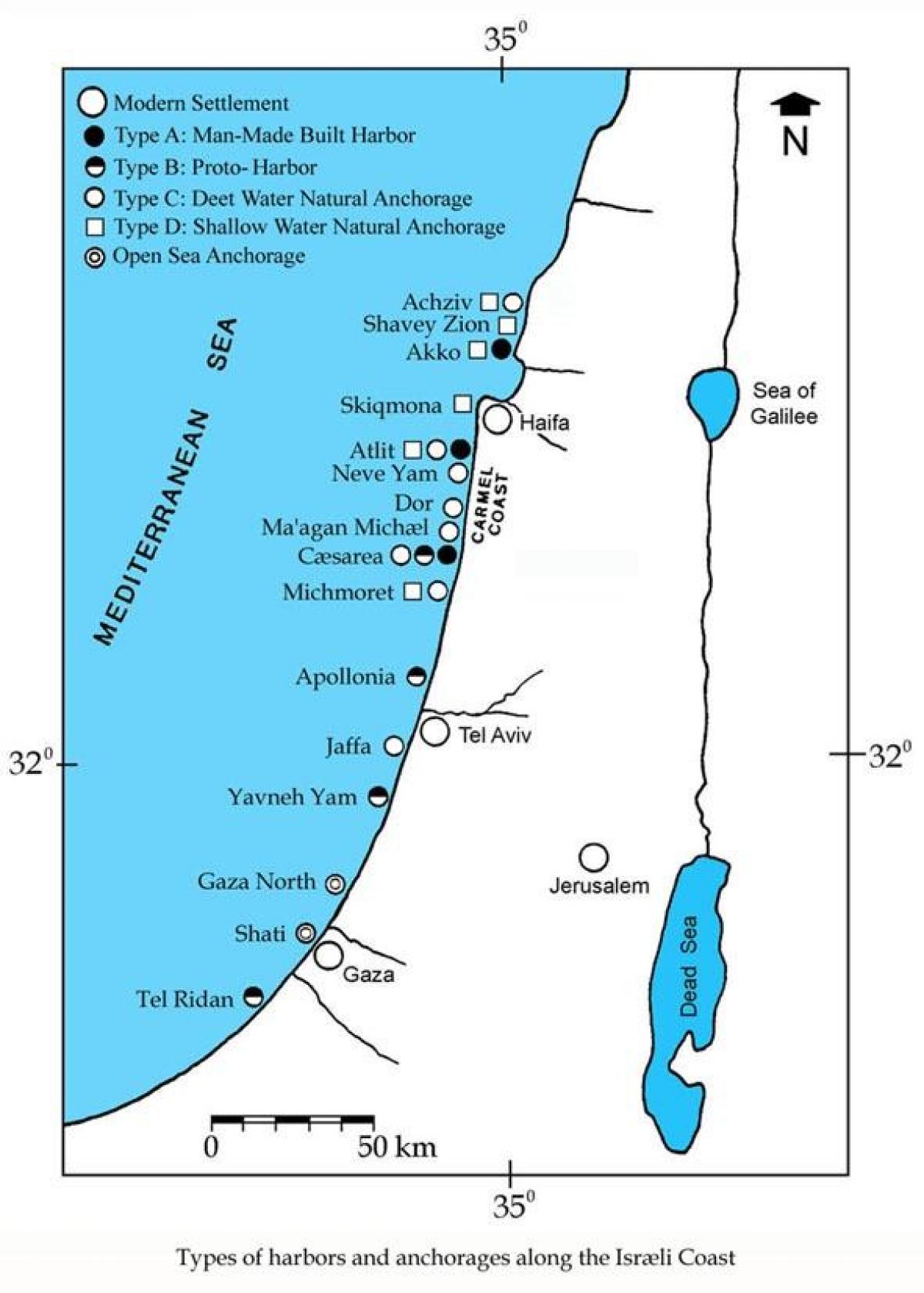 mapa de israel puertos