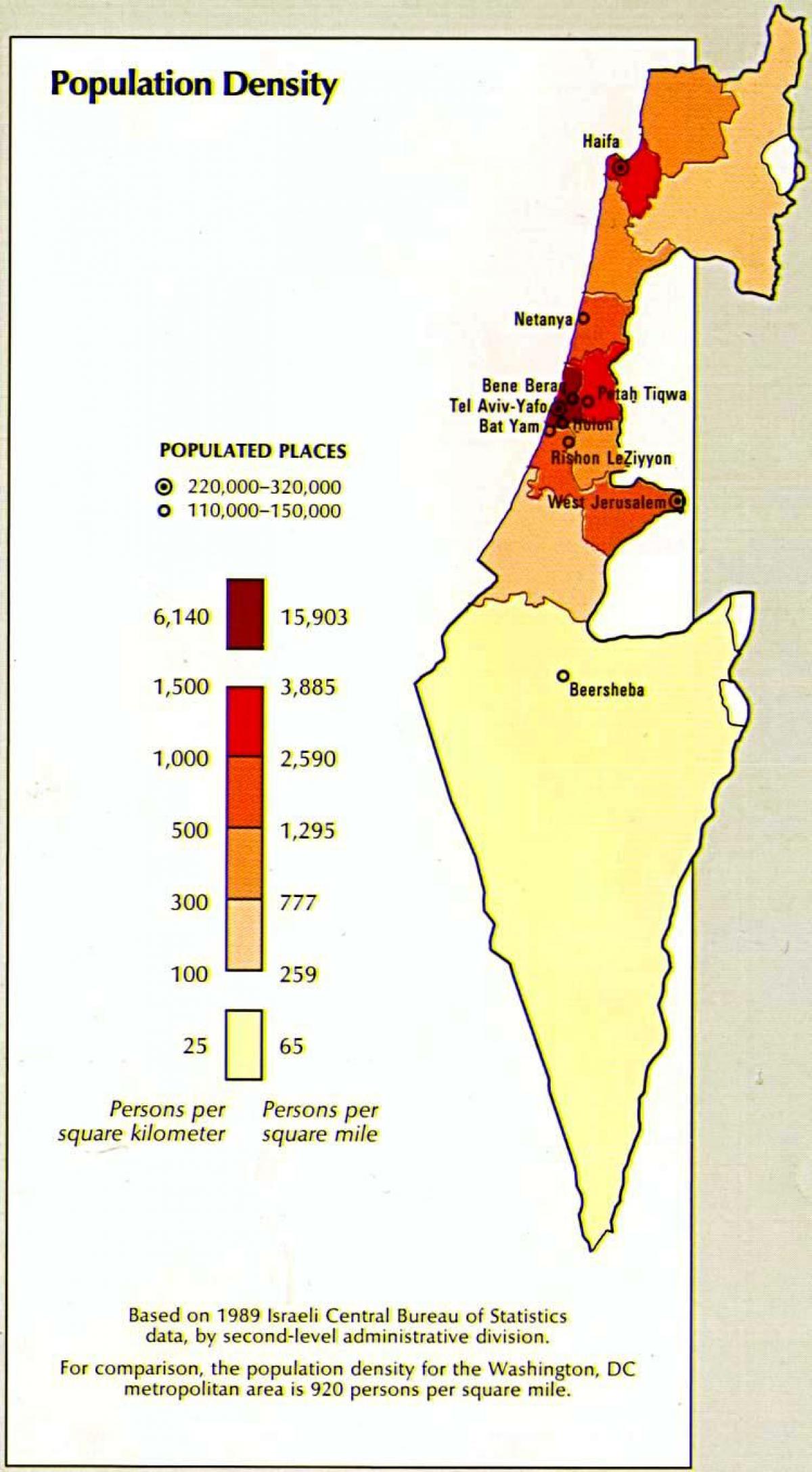 mapa de israel de la población