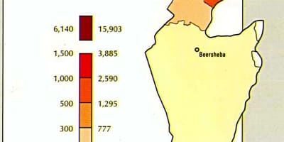 Mapa de israel de la población